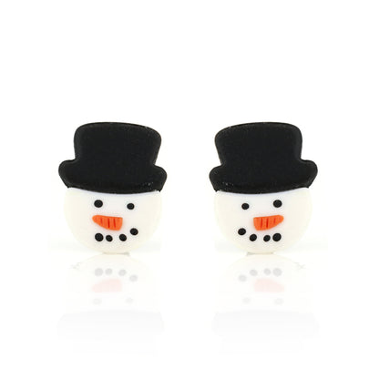 Snowman Polymer Clay Stud Earrings - Surgical Steel