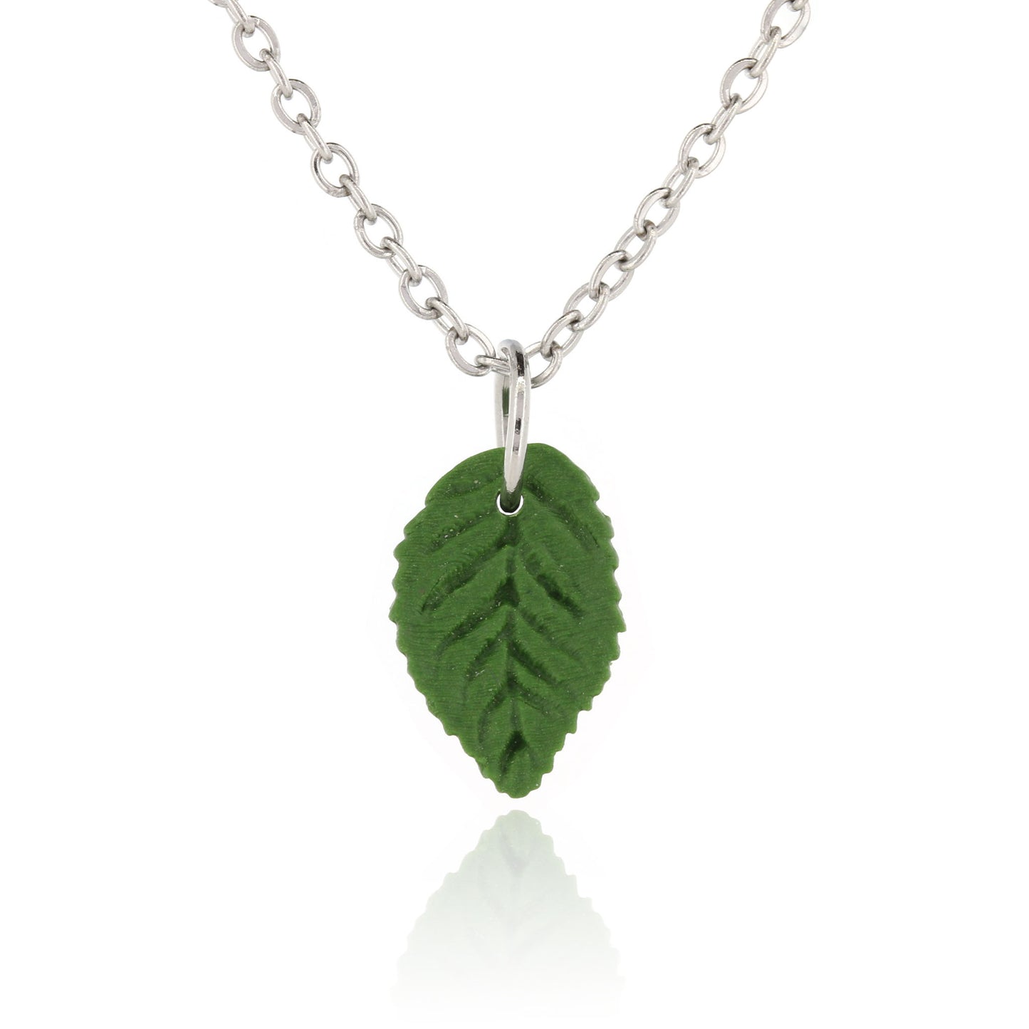 Detailed Leaf Polymer Clay Necklace - Surgical Steel