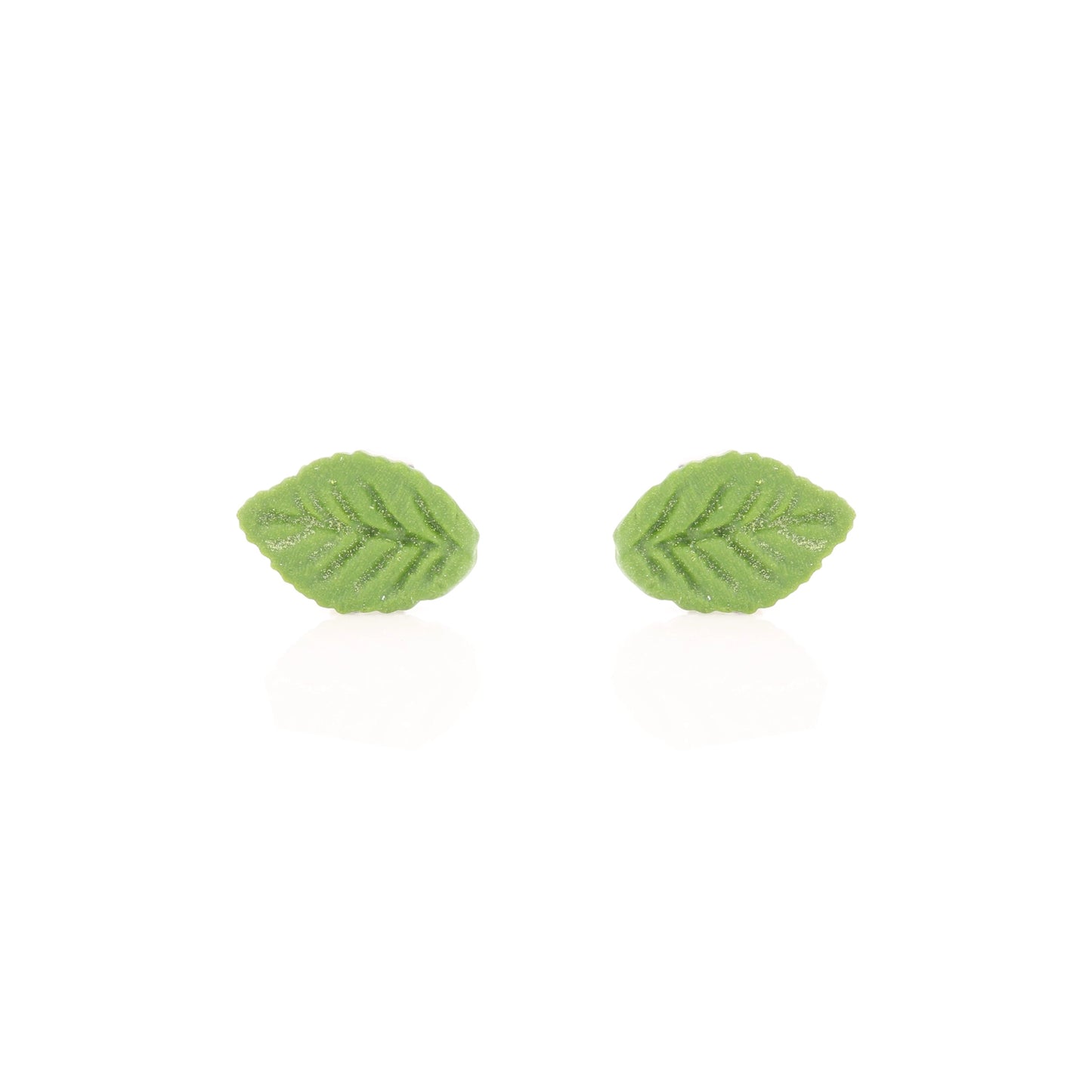 Detailed Leaf Polymer Clay Stud Earrings - Surgical Steel