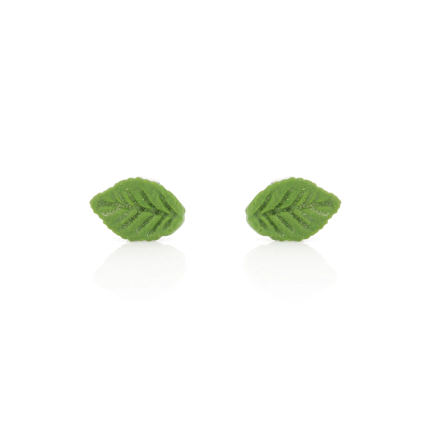 Detailed Leaf Polymer Clay Stud Earrings - Surgical Steel