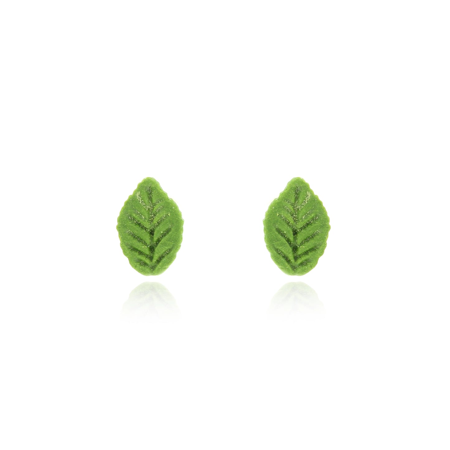 Detailed Leaf Polymer Clay Stud Earrings - Surgical Steel