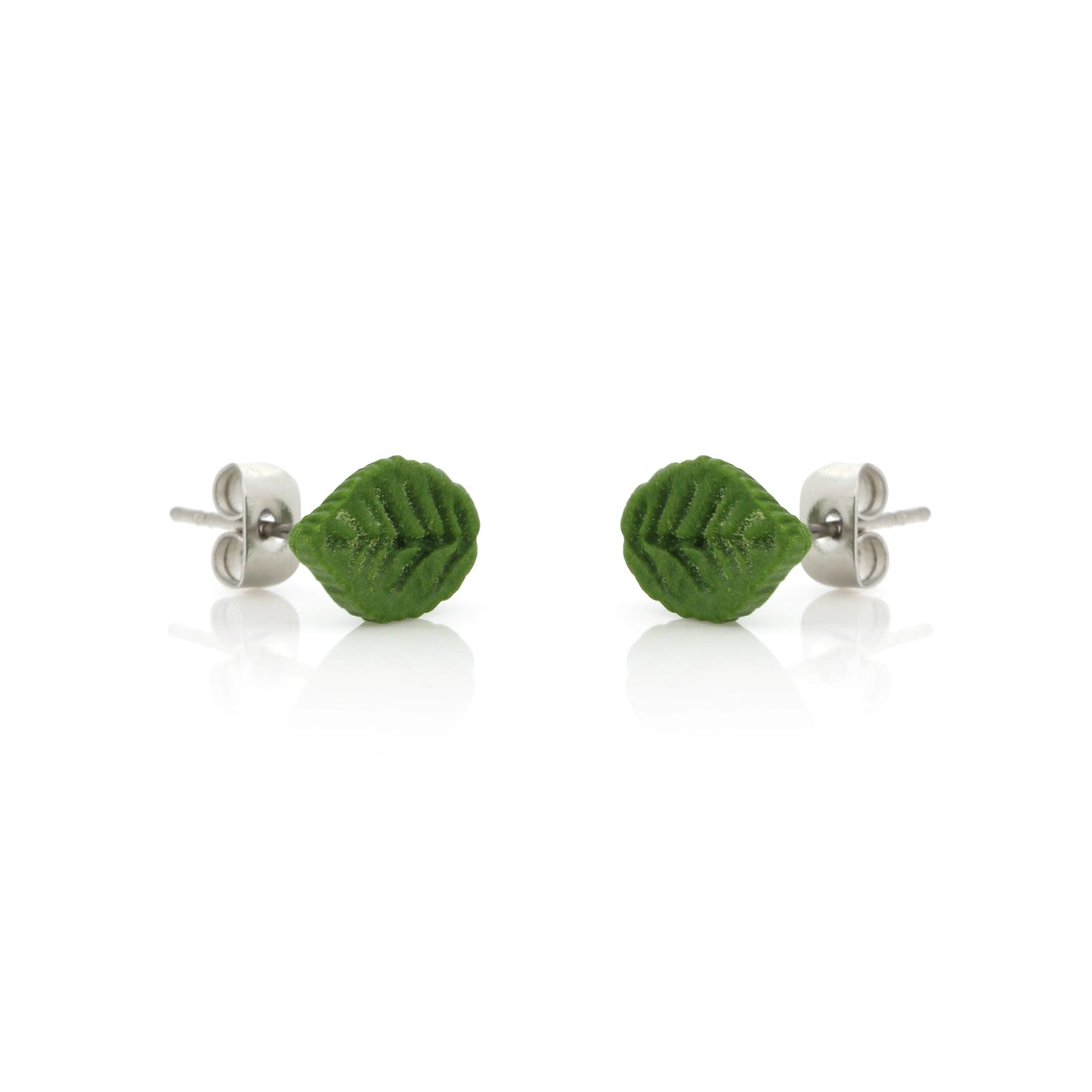 Detailed Leaf Polymer Clay Stud Earrings - Surgical Steel