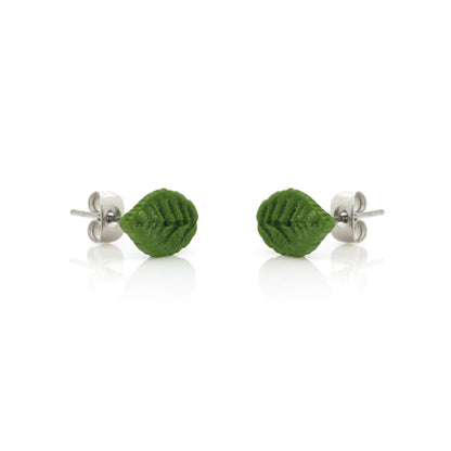 Detailed Leaf Polymer Clay Stud Earrings - Surgical Steel