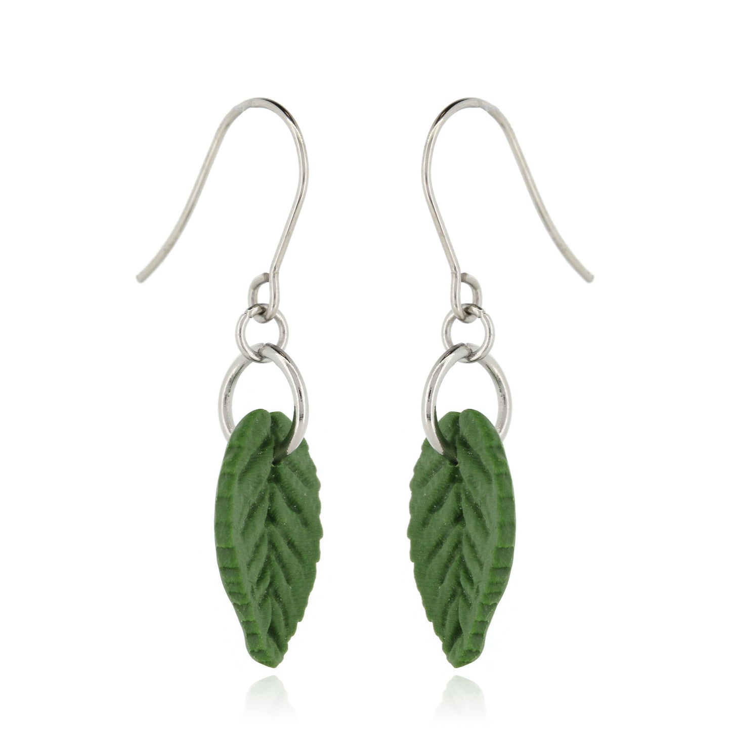 Detailed Leaf Polymer Clay Drop Earrings - Surgical Steel