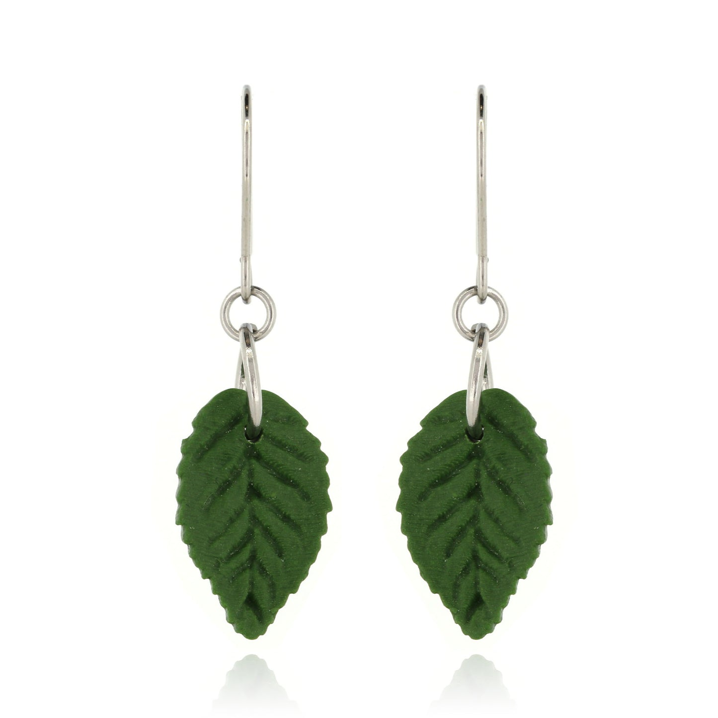 Detailed Leaf Polymer Clay Drop Earrings - Surgical Steel