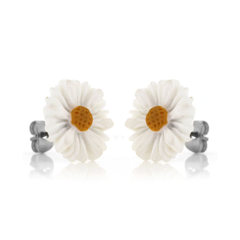 Daisy Polymer Clay Stud Earrings - Surgical Steel Stud Earrings