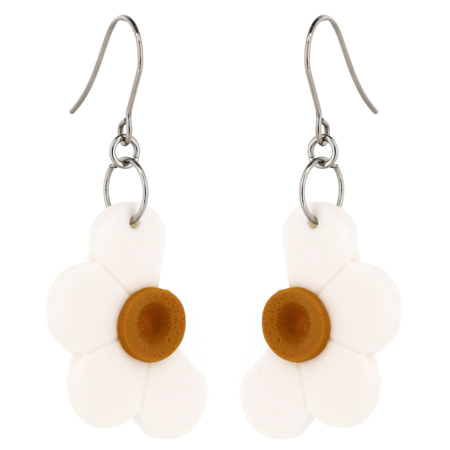 Half Daisy Polymer Clay Drop Earrings - Surgical Steel