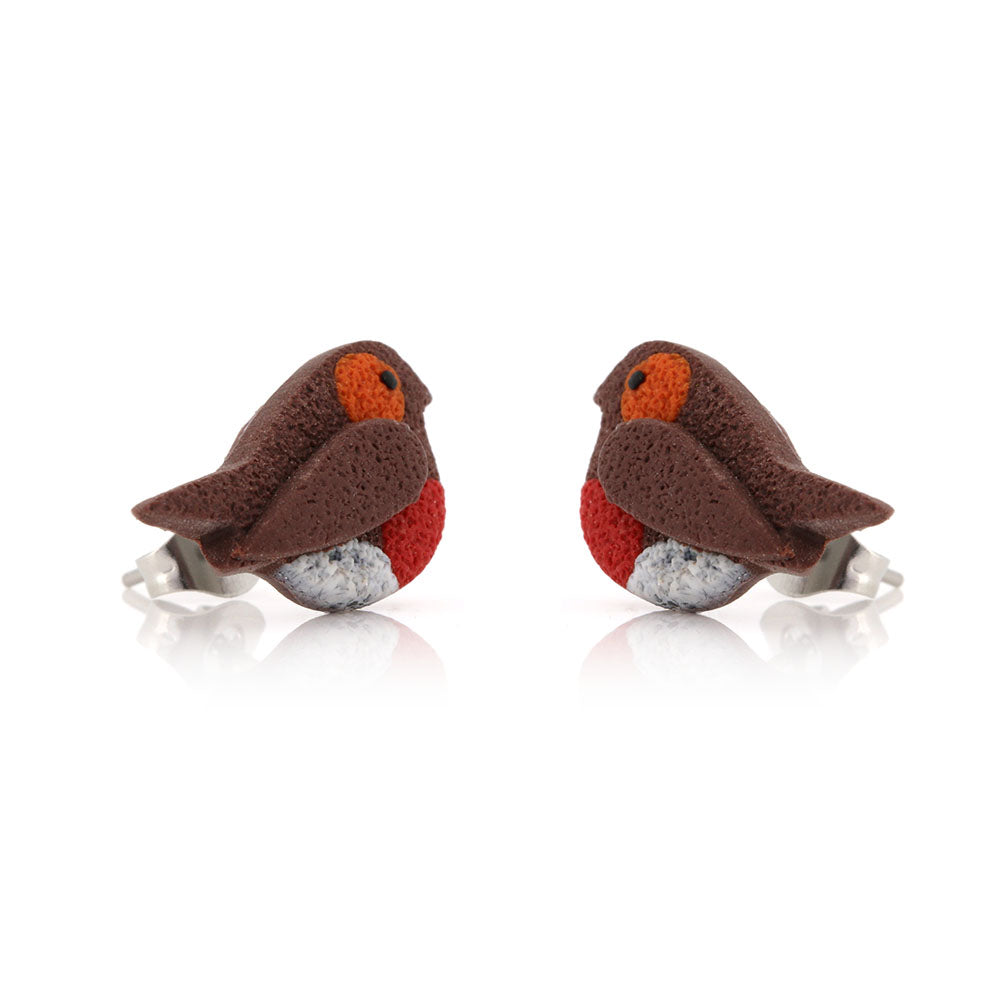 Robin Polymer Clay Stud Earrings - Surgical Steel Stud Earrings
