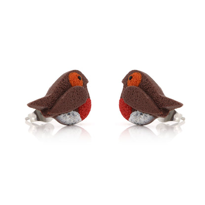 Robin Polymer Clay Stud Earrings - Surgical Steel Stud Earrings