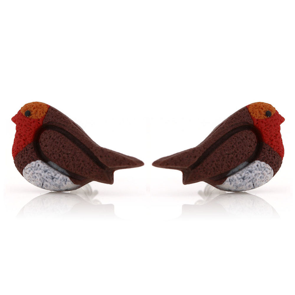 Robin Polymer Clay Stud Earrings - Surgical Steel Stud Earrings