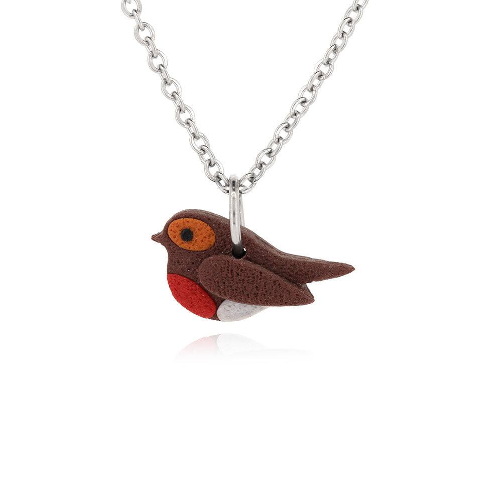 Robin Polymer Clay Necklace - Surgical Steel Necklace