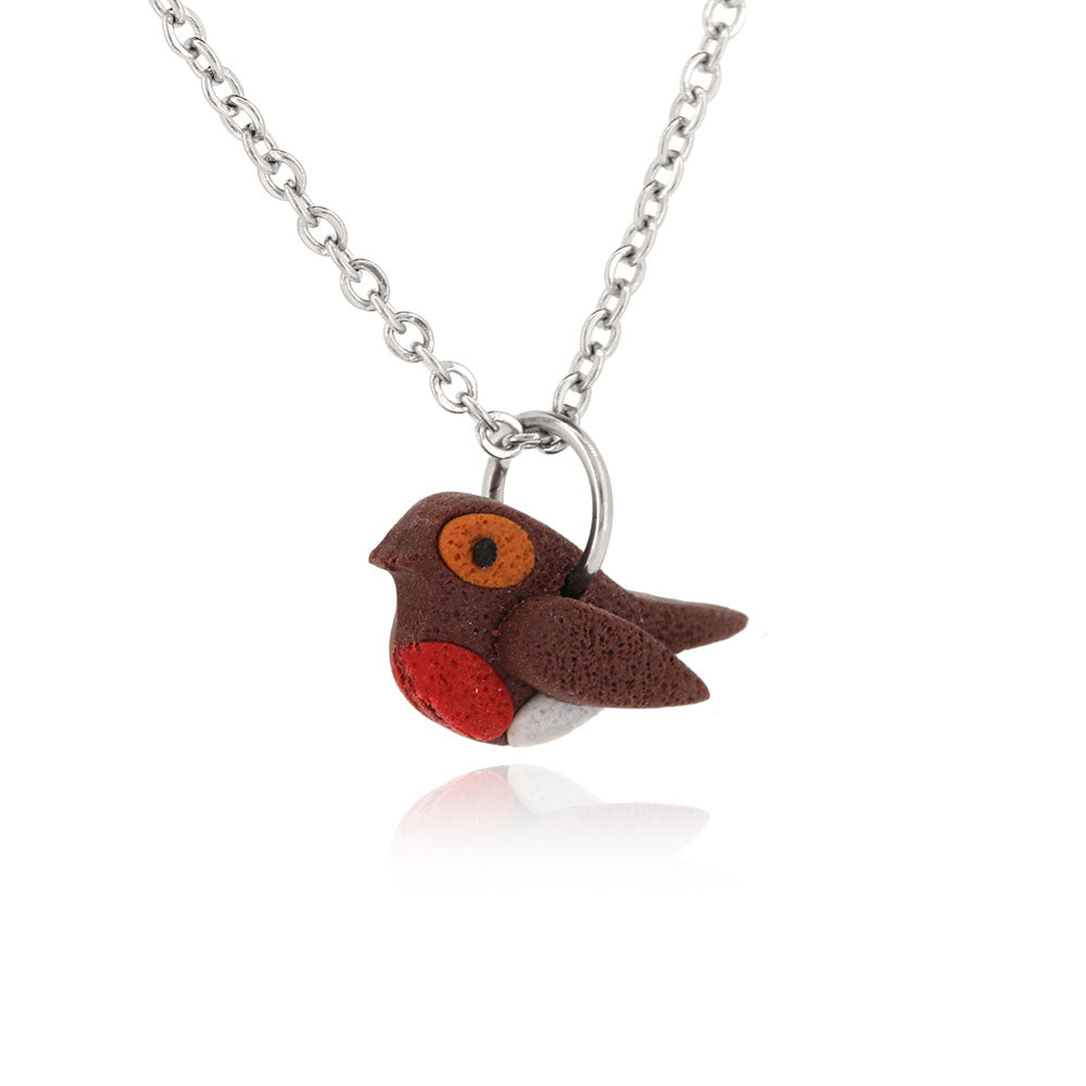 Robin Polymer Clay Necklace - Surgical Steel Necklace