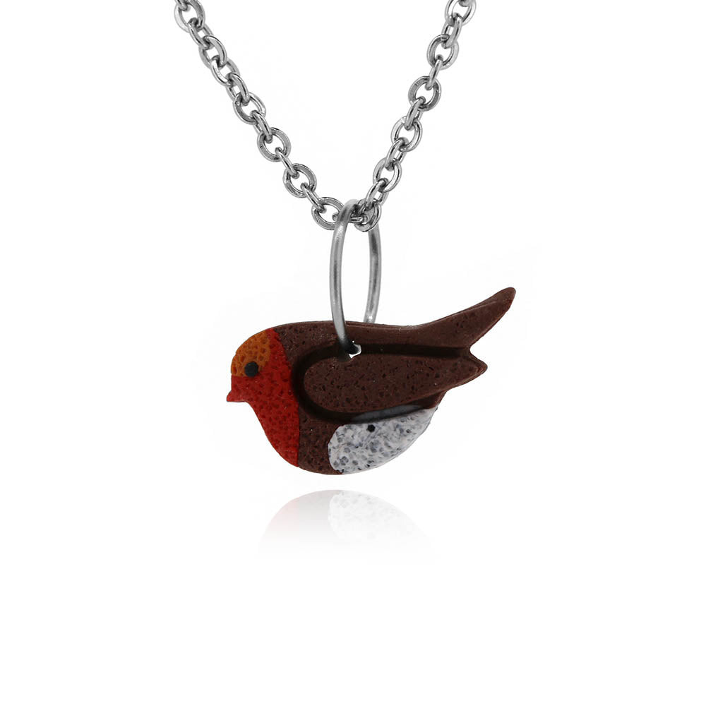 Robin Polymer Clay Necklace - Surgical Steel Necklace