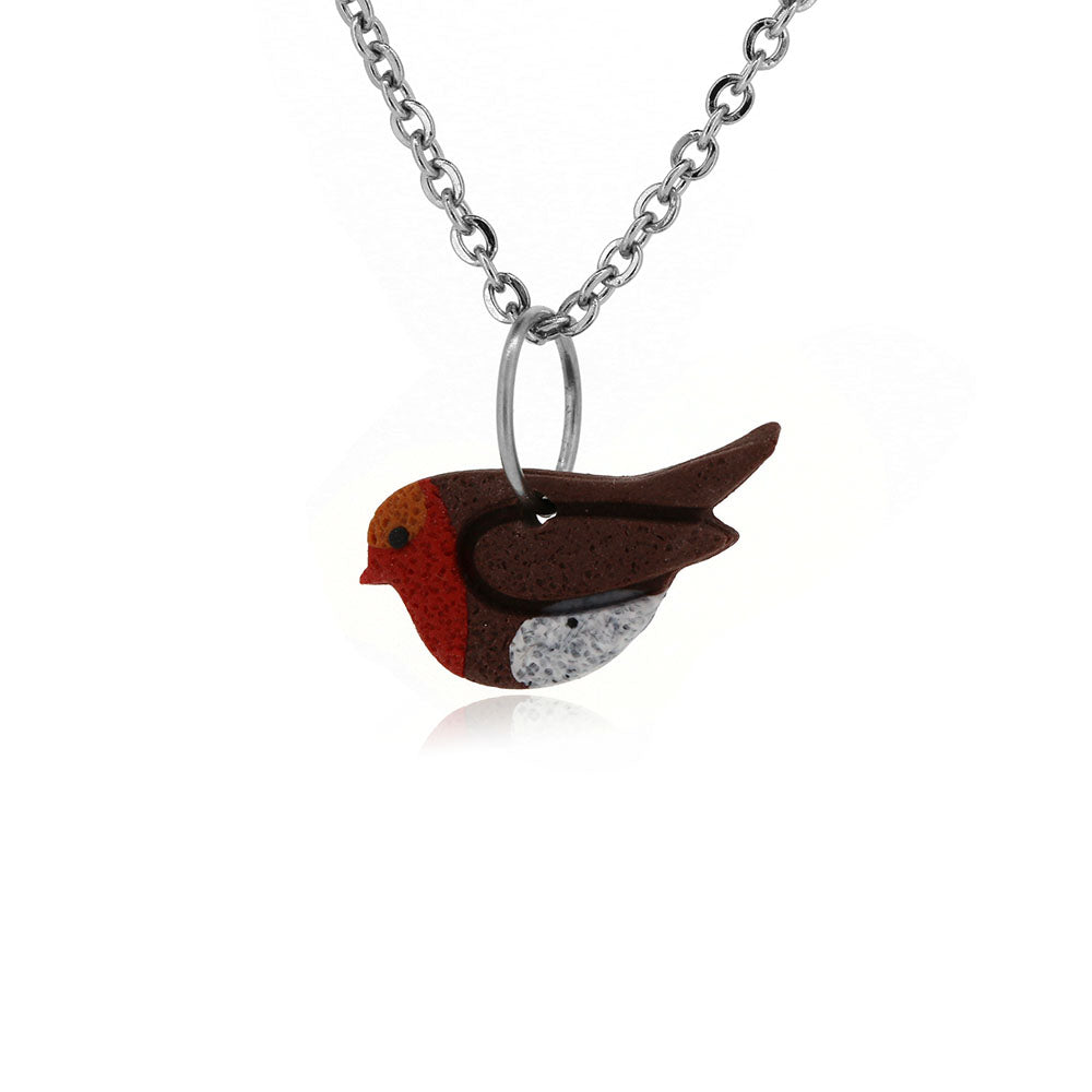 Robin Polymer Clay Necklace - Surgical Steel Necklace