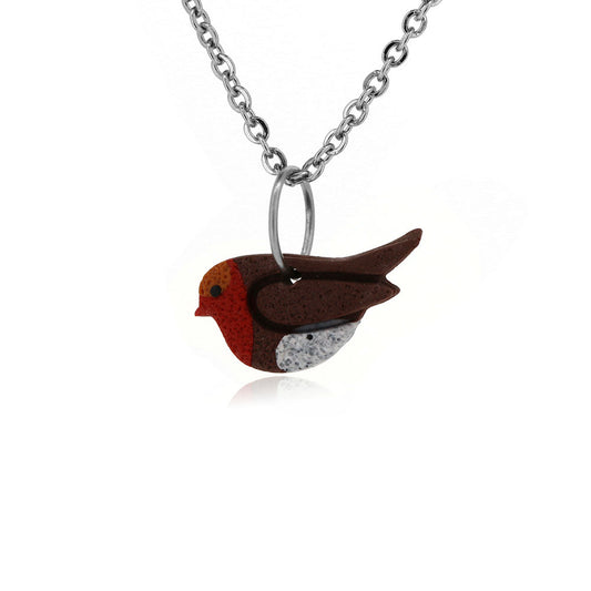 Robin Polymer Clay Necklace - Surgical Steel Necklace