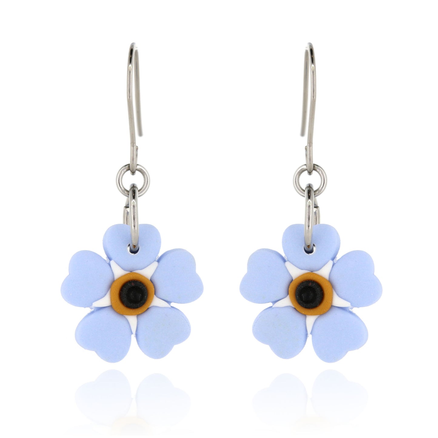 Spring Forget-Me-Knot Polymer Clay Drop Earrings - Surgical Steel