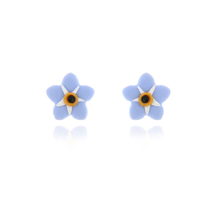 Spring Forget-Me-Knot Polymer Clay Stud Earrings - Surgical Steel Stud Earrings
