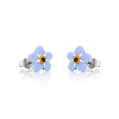 Spring Forget-Me-Knot Polymer Clay Stud Earrings - Surgical Steel Stud Earrings