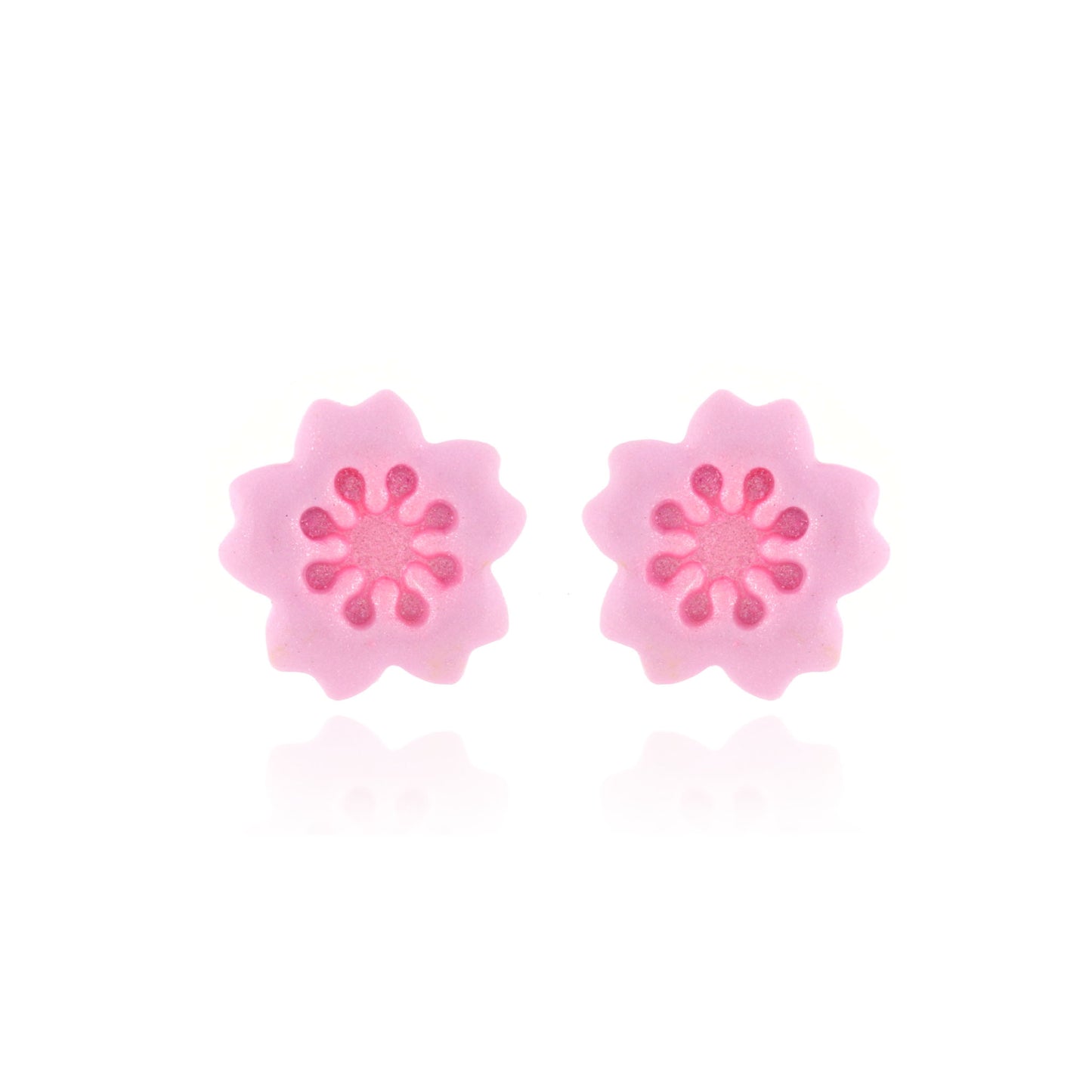 Cherry Blossom Polymer Clay Stud Earrings - Surgical Steel