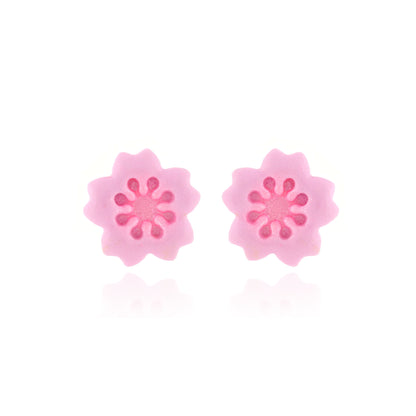Cherry Blossom Polymer Clay Stud Earrings - Surgical Steel