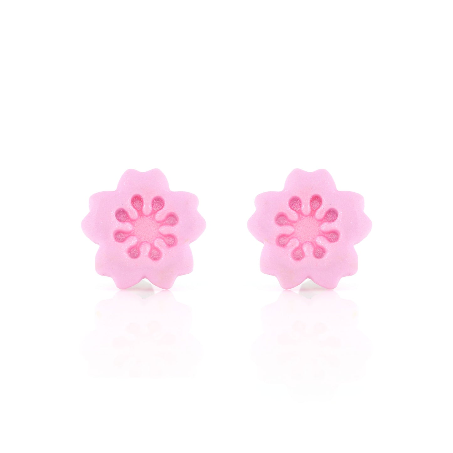 Cherry Blossom Polymer Clay Stud Earrings - Surgical Steel