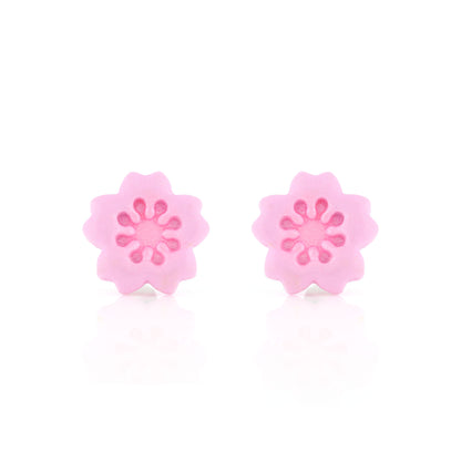 Cherry Blossom Polymer Clay Stud Earrings - Surgical Steel