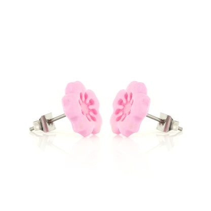 Cherry Blossom Polymer Clay Stud Earrings - Surgical Steel