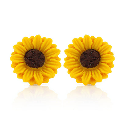 Sunflower Polymer Clay Stud Earrings - Surgical Steel Stud Earrings