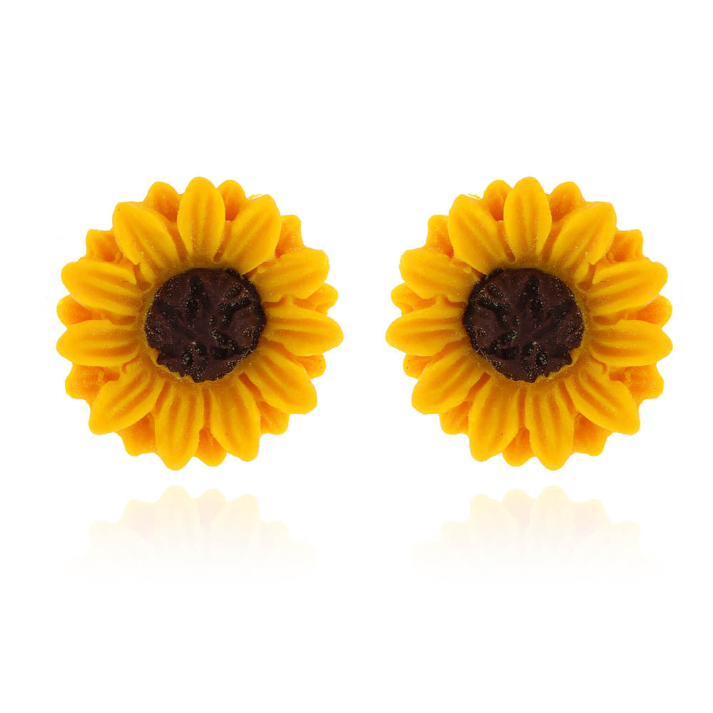 Sunflower Polymer Clay Stud Earrings - Surgical Steel Stud Earrings