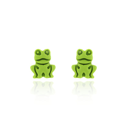Frog Polymer Clay Stud Earrings - Surgical Steel