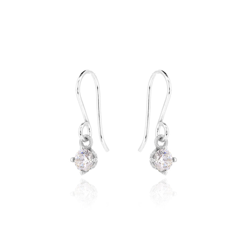 Glade Cubic Zirconia 4mm Drop Earrings - Sterling Silver Drop Earrings