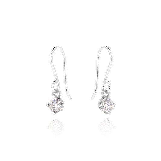 Glade Cubic Zirconia 4mm Drop Earrings - Sterling Silver Drop Earrings