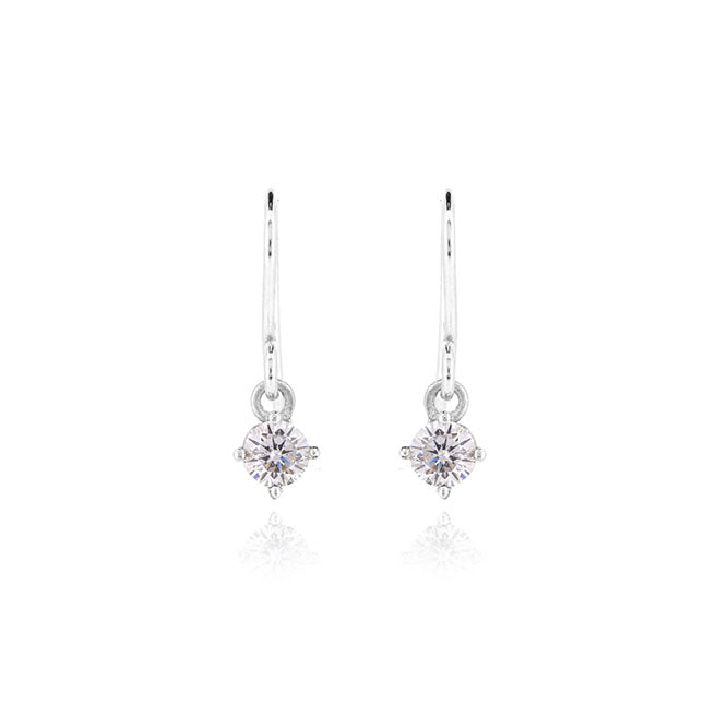 Glade Cubic Zirconia 4mm Drop Earrings - Sterling Silver Drop Earrings