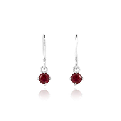 Glade Lab-Grown Ruby 4mm Drop Earrings - Sterling Silver Drop Earrings