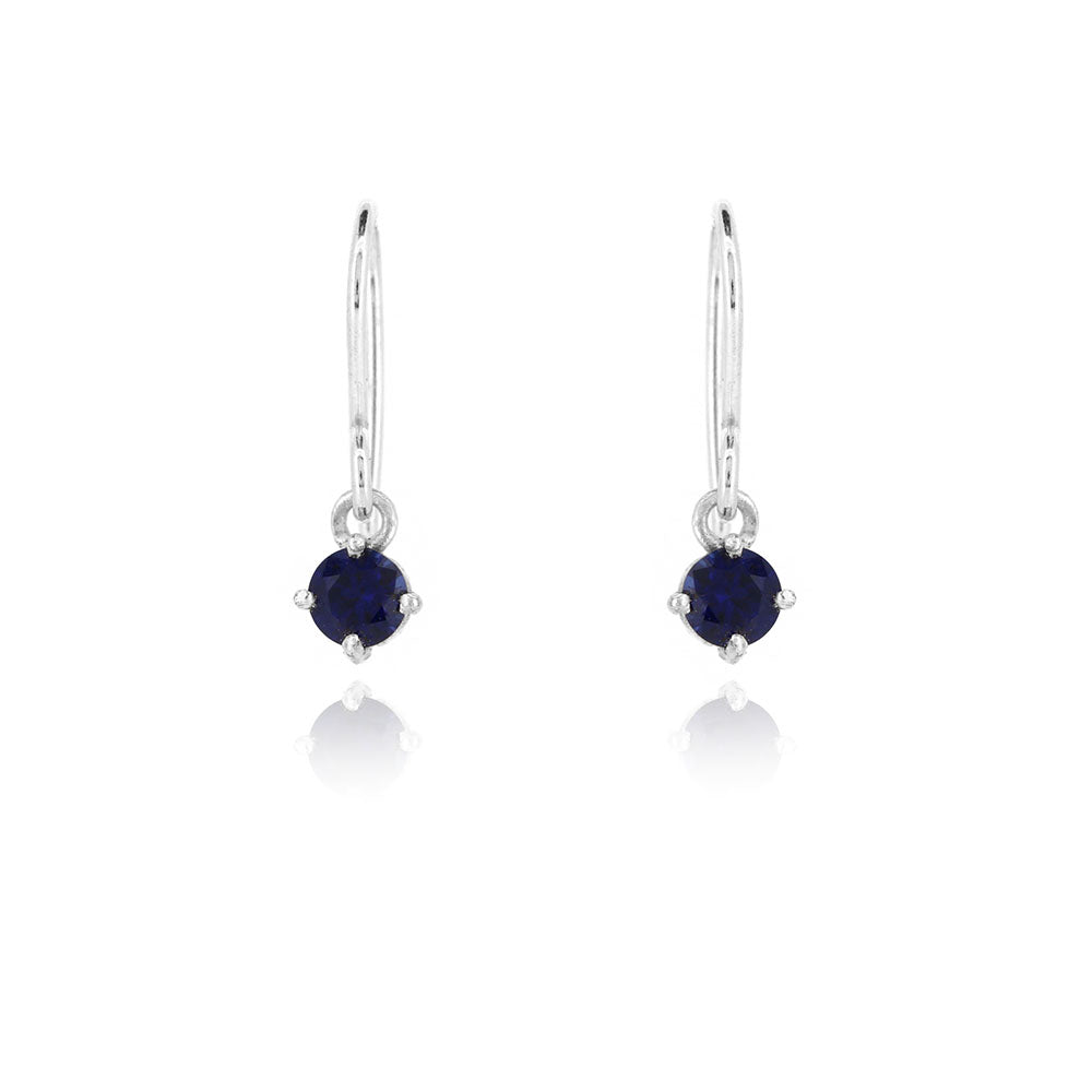 Glade Lab-Grown Sapphire 4mm Drop Earrings - Sterling Silver Drop Earrings