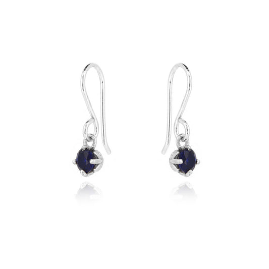Glade Lab-Grown Sapphire 4mm Drop Earrings - Sterling Silver Drop Earrings