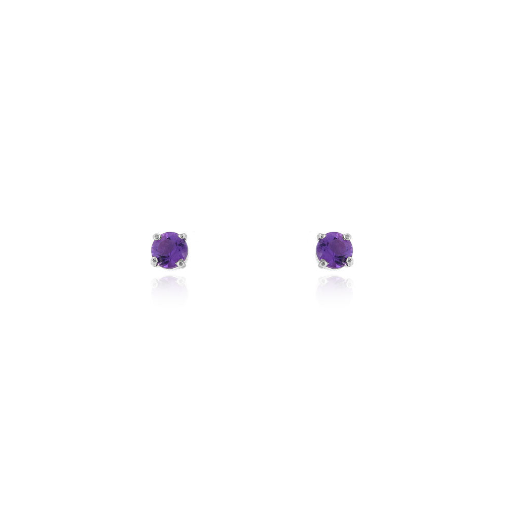 Glade Amethyst 3mm Stud Earrings - Sterling Silver Stud Earrings
