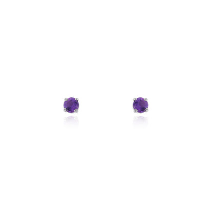 Glade Amethyst 3mm Stud Earrings - Sterling Silver Stud Earrings