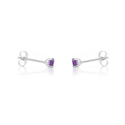 Glade Amethyst 3mm Stud Earrings - Sterling Silver Stud Earrings