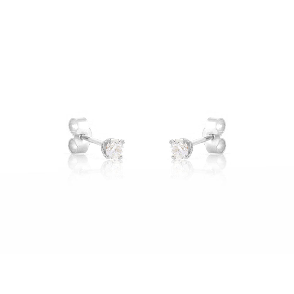 Glade Cubic Zirconia 3mm Stud Earrings - Sterling Silver Stud Earrings