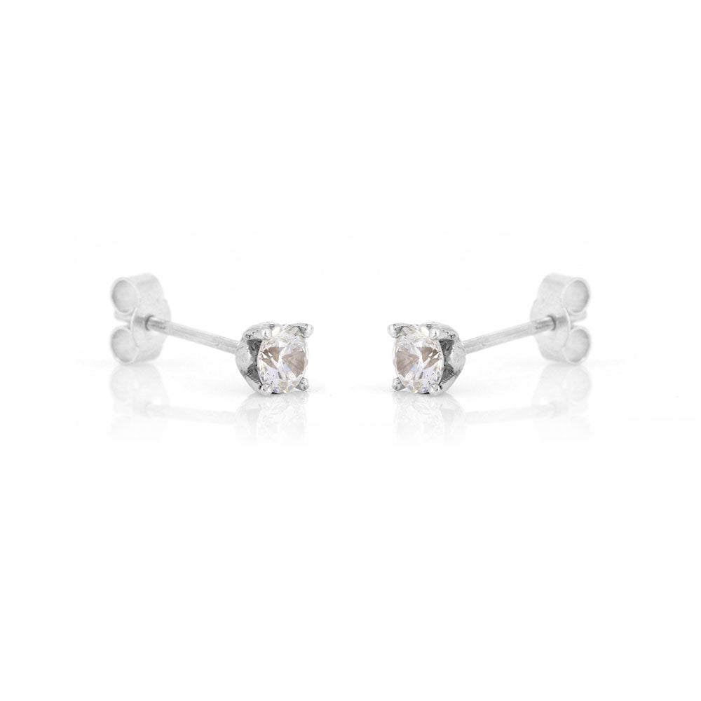 Glade Cubic Zirconia 4mm Stud Earrings - Sterling Silver Stud Earrings
