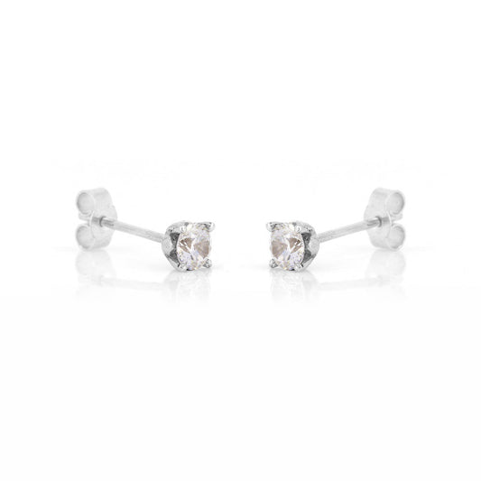 Glade Cubic Zirconia 4mm Stud Earrings - Sterling Silver Stud Earrings