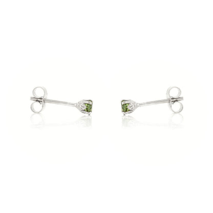 Glade Green Tourmaline 3mm Stud Earrings - Sterling Silver Stud Earrings