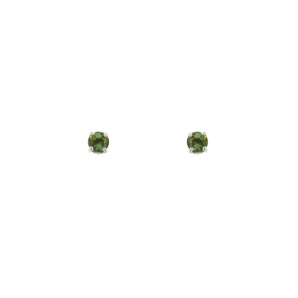 Glade Green Tourmaline 3mm Stud Earrings - Sterling Silver Stud Earrings