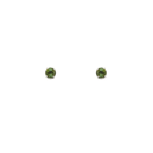 Glade Green Tourmaline 3mm Stud Earrings - Sterling Silver Stud Earrings