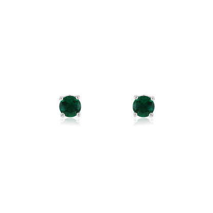 Glade Lab-Grown Emerald 4mm Stud Earrings - Sterling Silver Stud Earrings