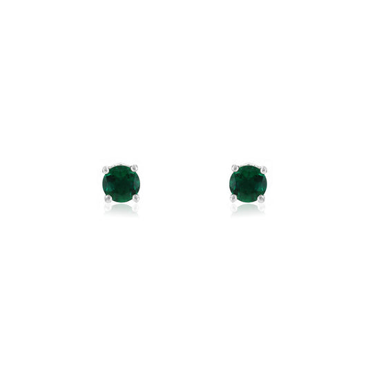 Glade Lab-Grown Emerald 4mm Stud Earrings - Sterling Silver Stud Earrings