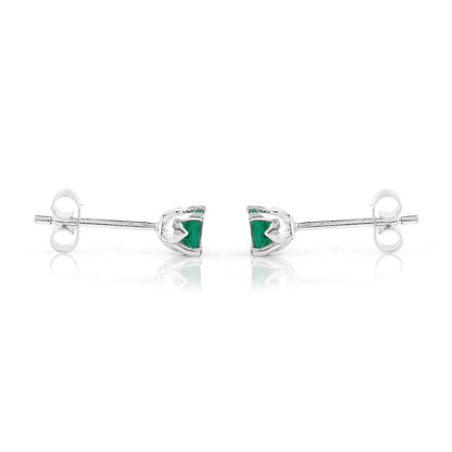 Glade Lab-Grown Emerald 4mm Stud Earrings - Sterling Silver Stud Earrings