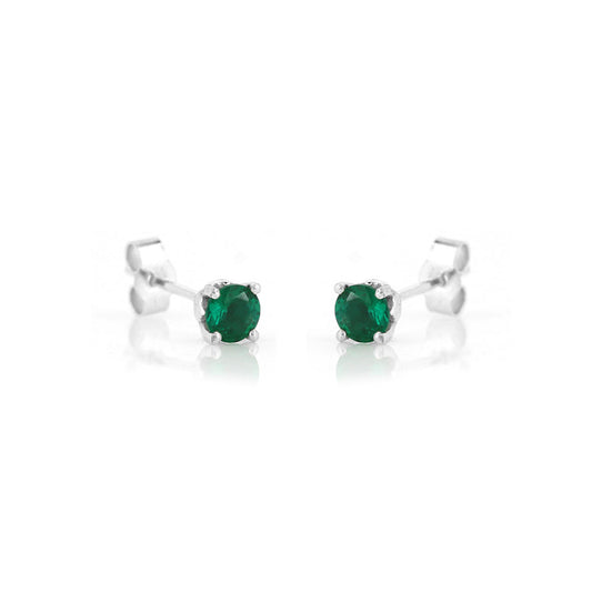 Glade Lab-Grown Emerald 4mm Stud Earrings - Sterling Silver Stud Earrings
