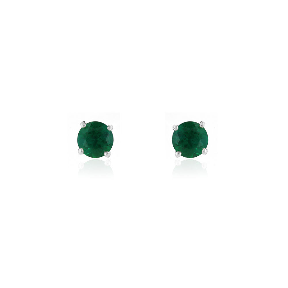 Glade Lab-Grown Emerald 5mm Stud Earrings - Sterling Silver Stud Earrings